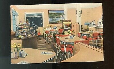 Interior of U-Jet-It Restaurant Huntsville Alabama Postcard postmarked1955