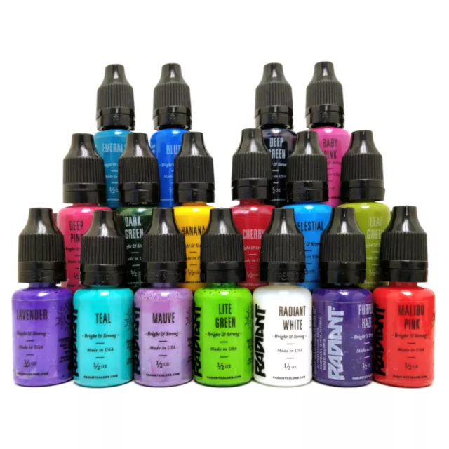 RADIANT COLORS Tattoo Ink Set 1/2oz Bottles Kit Pigment MADE IN USA