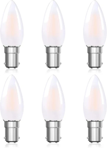 Bonlux Small Bayonet Candle Bulbs 4W B15 LED 6 Count (Pack of 1), Warm White