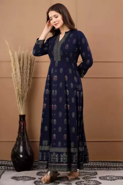 Designer Anarkali Rayon Kurta Gown Women's Indian Bollywood Kurti