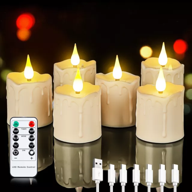 6x LED Bougie avec Batterie Minuteur Électrique Bougie Bougies LED Photophore