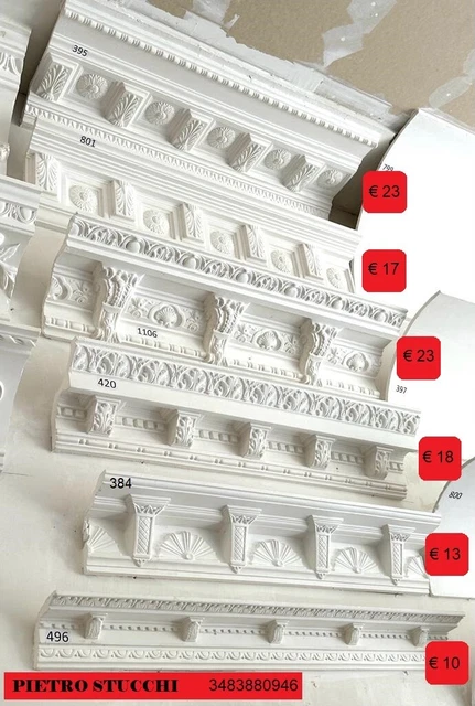 CORNICI SGUSCI MODANATURE profili decorazioni in gesso boiserie stucchi ...
