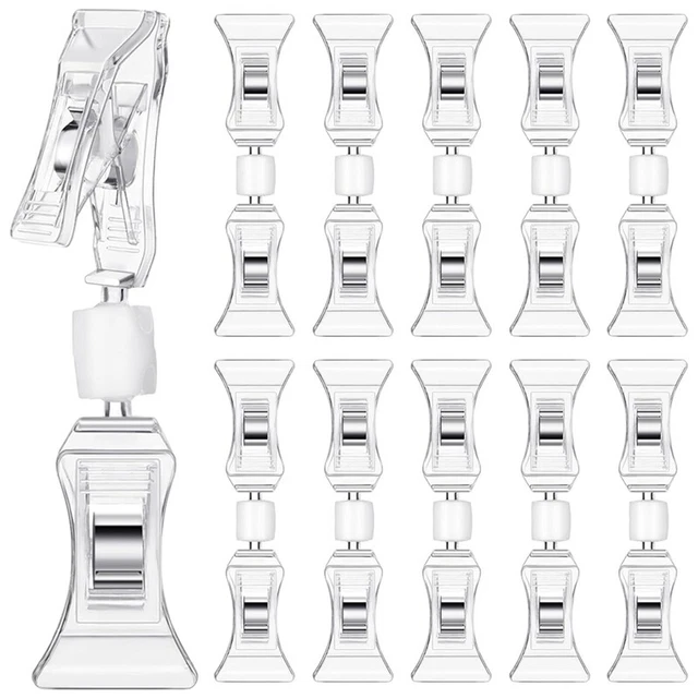 2X(100Pcs Sided Sign Clips Sign Display Clip Clear Rotatable Merchandise6409
