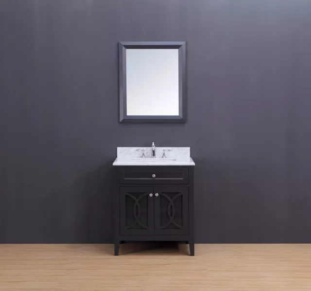 Bathroom Vanity - Rocca Transitional Bathroom Vanity Set with Carrera Marble Top