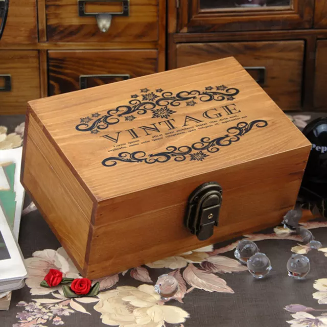 Wooden Jewellery Box with Metal Lock & Key Trinket Chest Gift Case