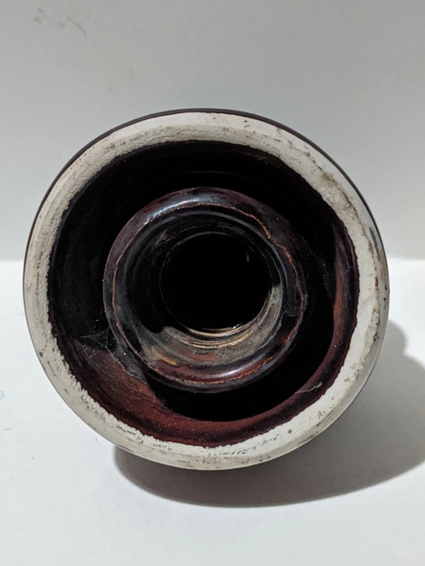 Vintage Locke Hi-Top 66 USA Porcelain Power Line Insulator Ceramic Brown 5
