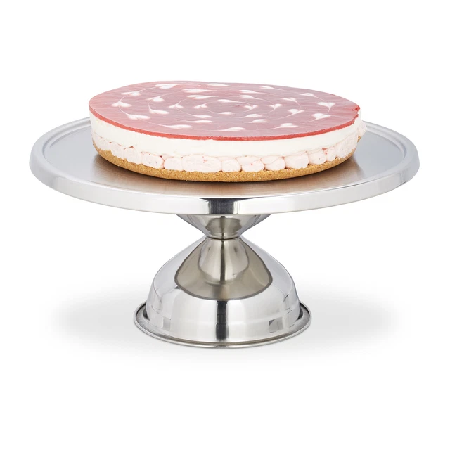 Tortiera in acciaio inox alzata rotonda per dolci vassoio con piedistallo