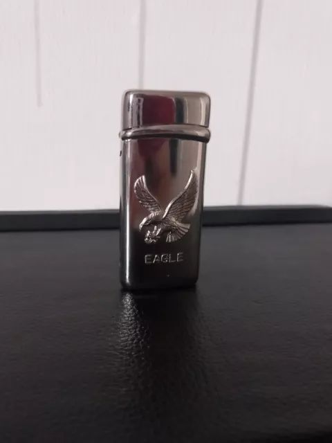 Vintage - Cigarette Lighter - Eagle - Gas - Leather Case - Chrome - Untested