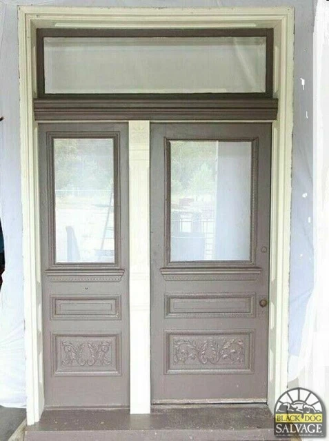 Exterior Door, 69"W x 118", Victorian Oak Double Door, Jamb, 1893 Eastlake