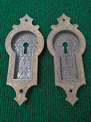 ONE PAIR of BEAUTIFUL POCKET DOOR PULLS: CIRCA 1880 CAST BRASS  (17556-6)