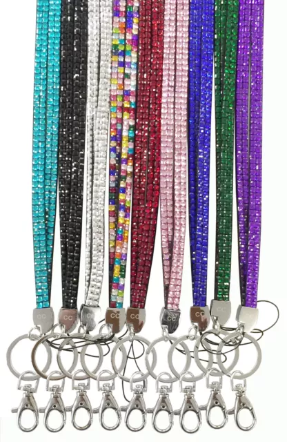 Bling Rhinestone Lanyard Diamante Crystal Neck ID Card Holder