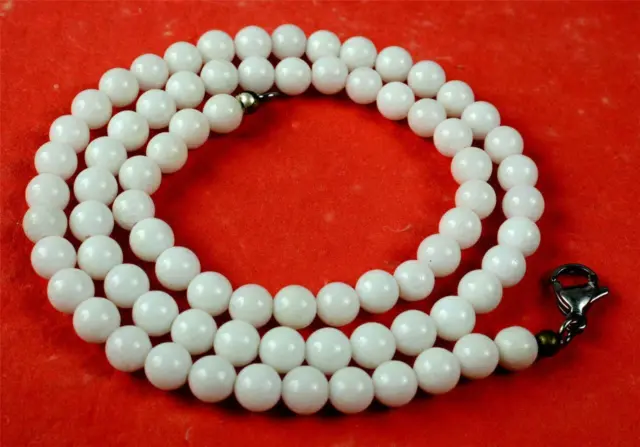 6MM Véritable Naturel Blanc Calcédoine Perles Rond Gemme Perles Collier 48.3cm
