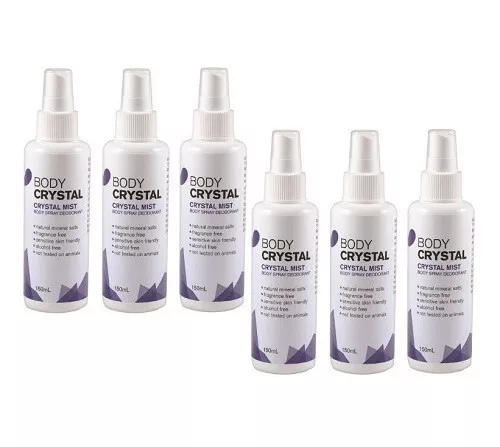 ^ 6 x Body Crystal Body Spray Deodorant Crystal Mist 150mL