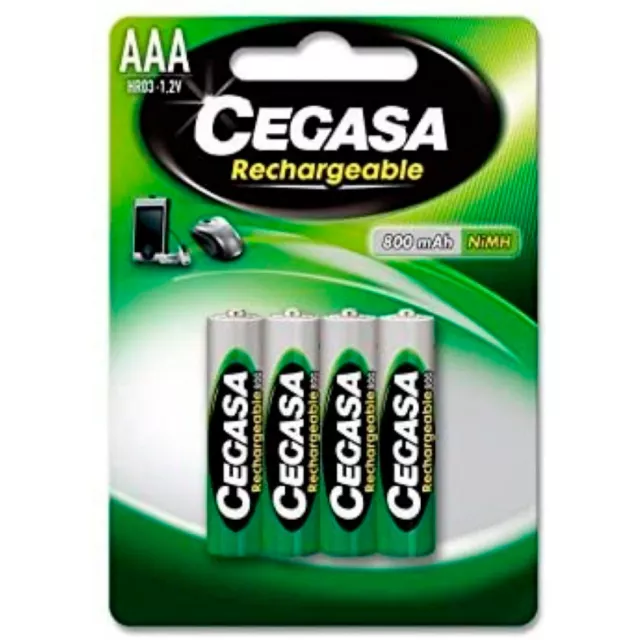 Pilas recargable CEGASA LR03 AAA 800 mAh 1.2V (Pack 4 pilas)