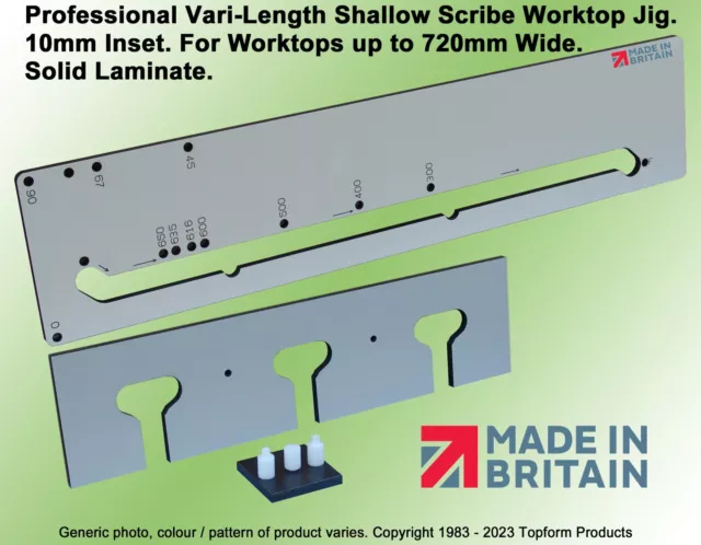 TOPFORM / HIB SHALLOW SCRIBE  KITCHEN WORKTOP JIG. 10mm Inset. Solid Laminate