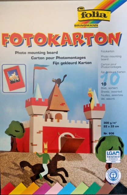 ·•●EMBALAJE ORIGINAL • Cartón fotográfico folia® papel artesanal caja artesanal clasificación por colores 300g/m2 10 bl.