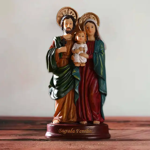 5.5" Sainte Famille Mary Joseph Résine Statue Figurine Décor Religieux Cadeau