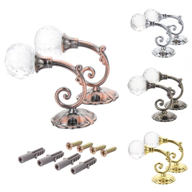 European Style Hooks Hanger Curtain Holdbacks Metal Crystal Wall Tie Backs
