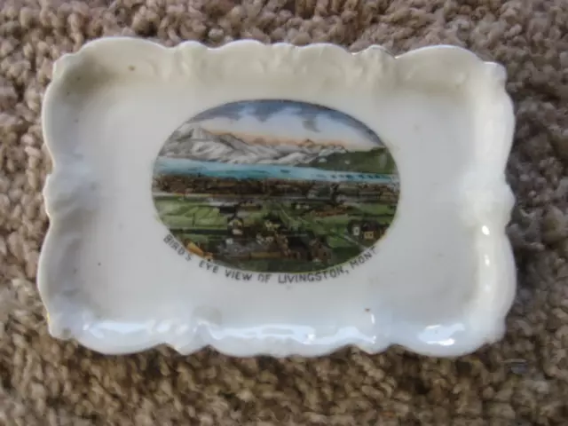 Circa 1907 German Souvenir China Dish-View Of Livingston-Montana-MT