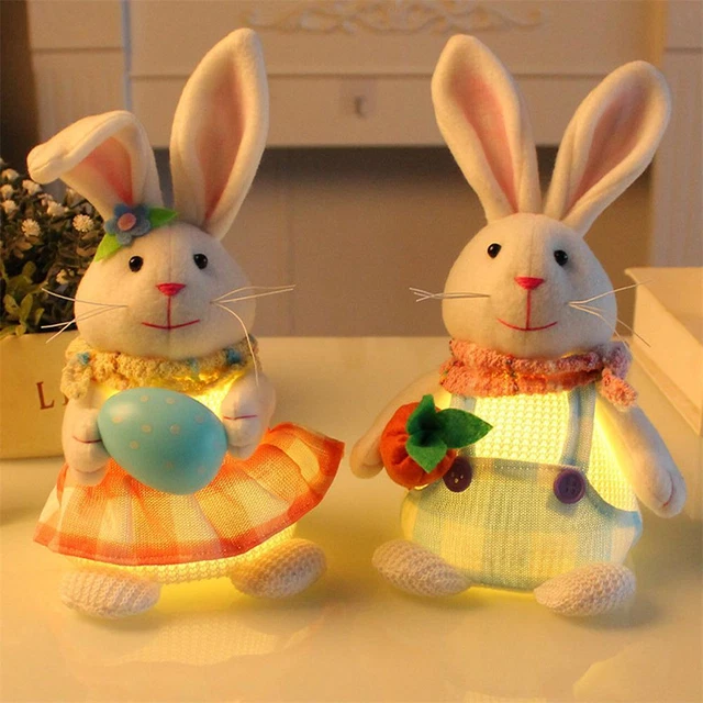 Luminous Plush Bunny Rabbit Doll Rabbit Stuffed Animal Rabbit Easter Decorationﻬ