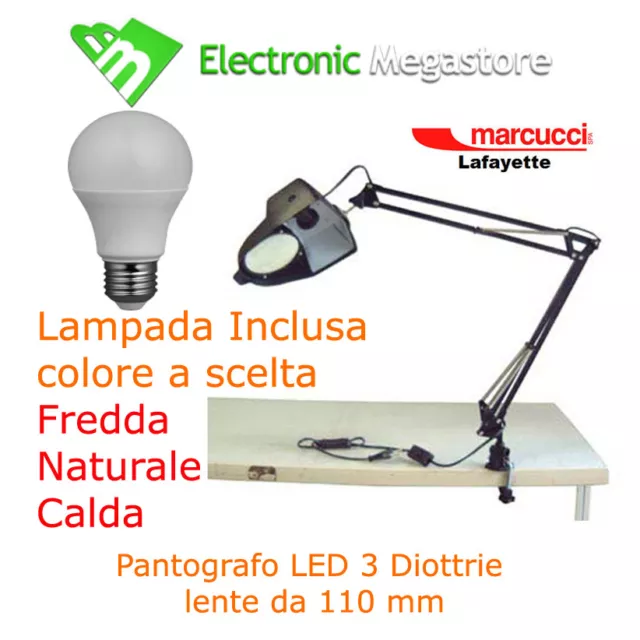 LENTE INGRANDIMENTO 3 Diottrie Per Laboratorio Da Tavolo Con Lampada 8082-8  EUR 1.159,00 - PicClick IT