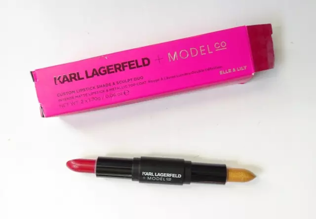 Karl Lagerfeld + ModelCo maßgeschneiderter Lippenstiftschirm & Skulptur Duo in Elle & Lily Neu