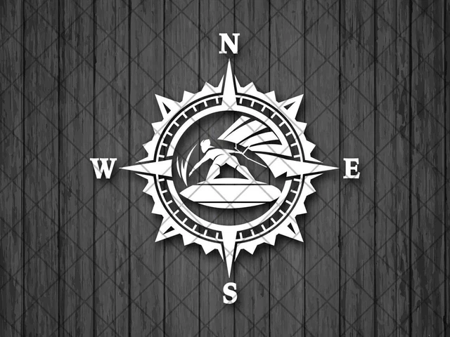 Kiteboarding Vinyl Decal Sticker, Watercraft, Compass Rose Decal, Laptop Sticker