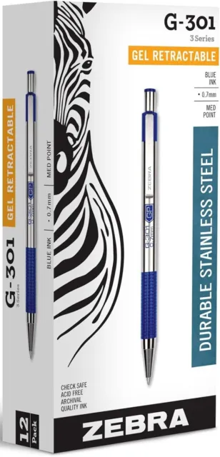 Zebra Pen 41320 Model G-301 Retractable Gel Pens (12-Pack), 0.7mm Medium Point