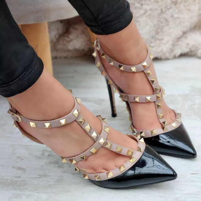 Valentino // Black Patent Rockstud Caged Heels – VSP Consignment