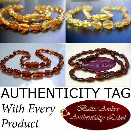 OVAL BEADS Baltic Amber Child NECKLACES (In 4 Colours) AGbA® Certified