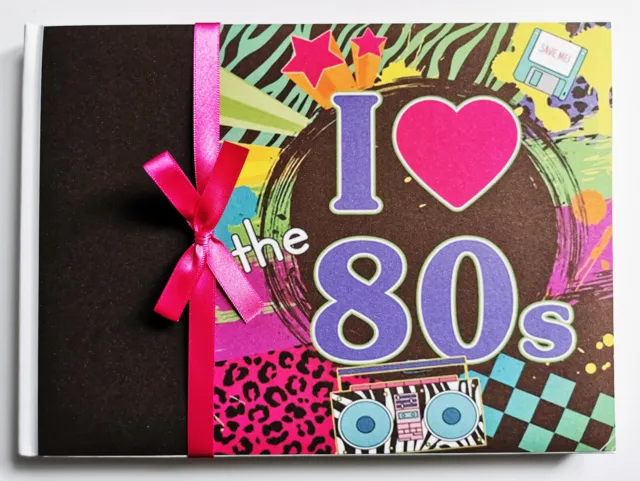 Libro degli ospiti a tema compleanno a tema anni '80, cartello compleanno anni '80 nel libro