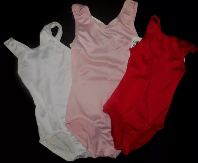 NWT Main Street Dance Ballet Tank Leotard  Lt Pink, White or Red Girls Szs 88297