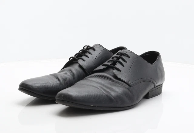 Abito derby Topman da uomo in pelle nera UK 11,5 EU 45