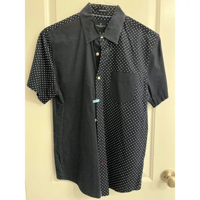 American Eagle Mens Seriously Soft Blue Dotted Dress Shirt Size Medium