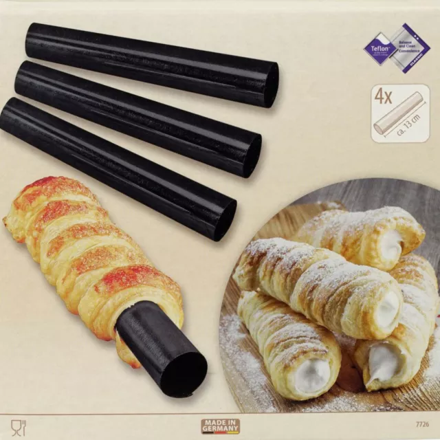 Zenker Schaumrollen-Formen 4er Set Patisserie Schaum-Rollen Backröhrchen je 13cm