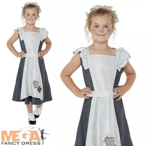 Victorian Maid Girls Fancy Dress Poor Girl World Book Day Kids Childs Costume