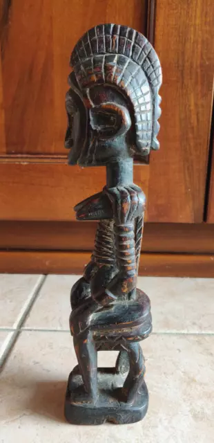 Scultura in legno arte africana Mossi figura femminile seduta 2