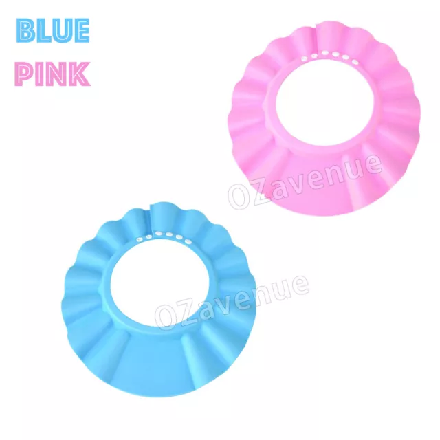 1x 2x Adjustable Baby Shower Cap Children Shampoo Bath Wash Hair Shield Hat Blue