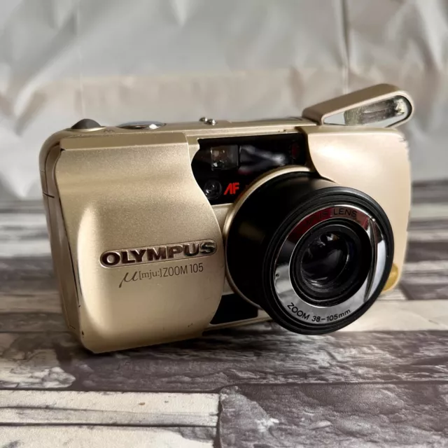 OLYMPUS μ mju ZOOM 105 Gold 35mm Point & Shoot Film Camera（Some issues）