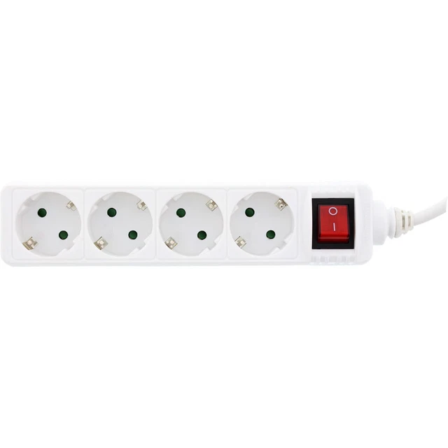 5x Enchufe InLine 4x con interruptor 4x contacto de protección blanco 1,5m