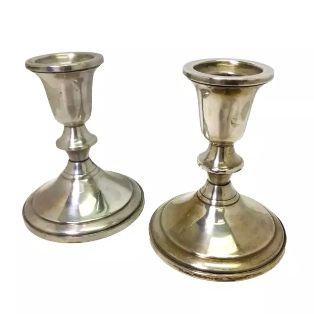 Set of 2 Towle Sterling Silver Weighted & Reinforced 4" Candlestick Holders 134