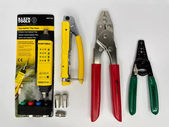 Coax Cable Tool Lot Klein Coax Tester & Compression Crimper  Stripper Crimper