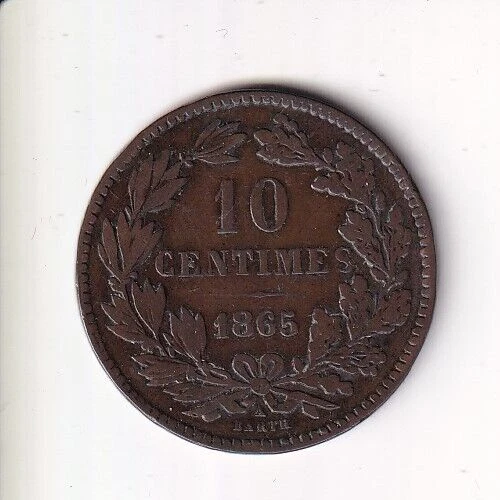 Lussemburgo 10 Centimes 1865 Km23.2