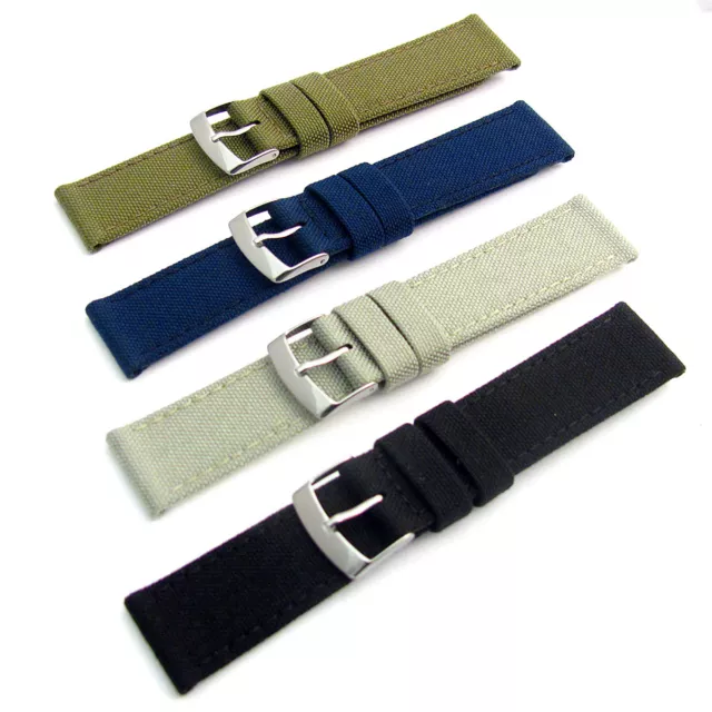 Bracelet de montre de remplacement CORDURA tissu doublure cuir 4 couleurs 18 mm - 24 mm