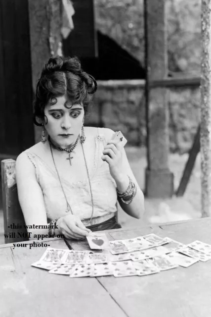 Vintage Fortune Teller PHOTO Creepy Palm Reader Psychic Tarot Cards Scary Sexy