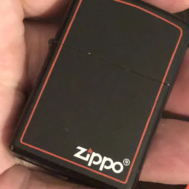 Red Border Zippo Lighter 2012 Matte Black Red Border Zippo Logo EXC!