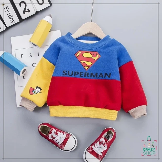 Felpa Superman - Felpata  Abbigliamento Per Bambini - Kids Unisex Tg 12-18 Mesi