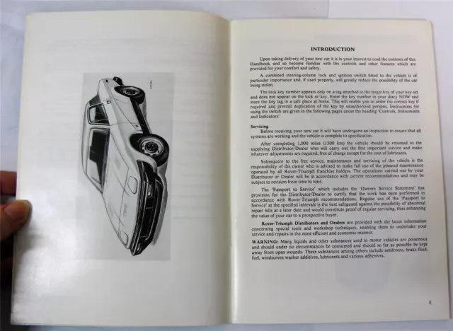 TRIUMPH TR 7 Cars Owners Handbook 1978 #RTC 9210 Edition 6 3