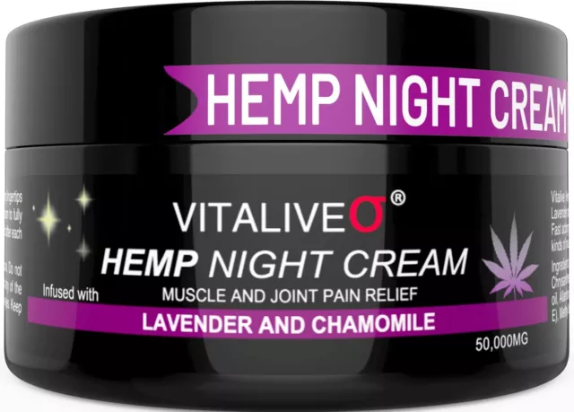 Hemp Night Pain Cream Maximum Strength with Lavender & Chamomile - Extra Strong