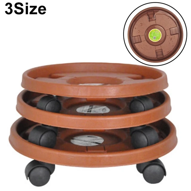 Robuster Harz Gartenteller mit abnehmbarem Rundrad Pflanzentopf Ständer (33cm)